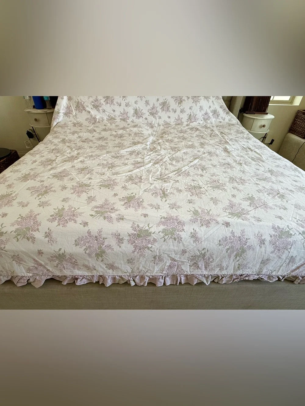 Simply Shabby Chic lilac lavender floral ruffled bedding set Duvet Pillow Shams